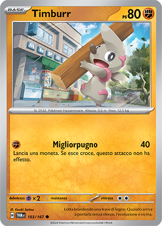 Timburr 103/167 Comune - ITA - Near Mint - Scarlatto e Violetto - Crepuscolo Mascherato - Carta Pokemon