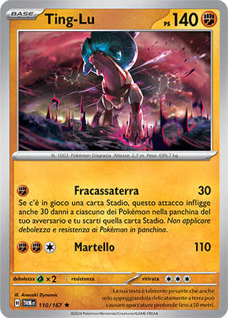 Ting-Lu 110/167 Holo Rara - ITA - Near Mint - Scarlatto e Violetto - Crepuscolo Mascherato - Carta Pokemon