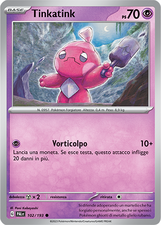 Tinkatink 102/193 Reverse Holo - ITA - Near Mint - Scarlatto e Violetto - Evoluzioni a Paldea - Carta Pokemon