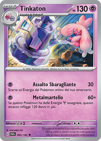 Tinkaton 085/182 - ITA - Near Mint - Scarlatto e Violetto - Paradosso Temporale - Carta Pokemon