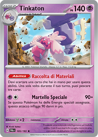 Tinkaton 105/193 Holo - ITA - Near Mint - Scarlatto e Violetto - Evoluzioni a Paldea - Carta Pokemon