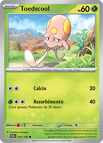 Toedscool 016/182 - ITA - Near Mint - Scarlatto e Violetto - Paradosso Temporale - Carta Pokemon