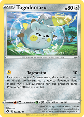 Togedemaru 127/195 - ITA - Near Mint - Spada e Scudo - Tempesta Argentata - Carta Pokemon