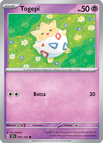 Togepi 070/191 - ITA - Near Mint - Scarlatto e Violetto - Scintille Folgoranti - Carta Pokemon 0