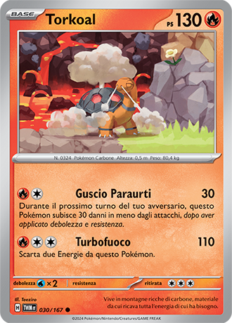 Torkoal 030/167 Comune - ITA - Near Mint - Scarlatto e Violetto - Crepuscolo Mascherato - Carta Pokemon