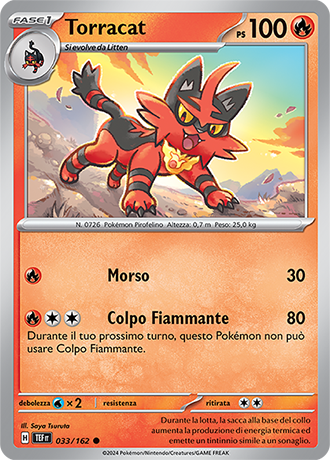 Torracat 033/162 - ITA - Near Mint - Scarlatto e Violetto - CronoForze - Carta Pokemon