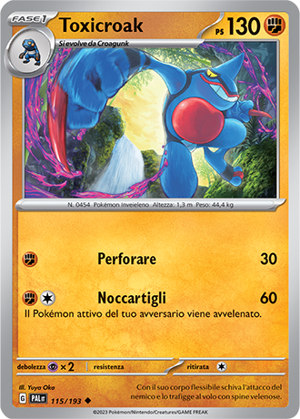 Toxicroak 115/193 Reverse Holo - ITA - Near Mint - Scarlatto e Violetto - Evoluzioni a Paldea - Carta Pokemon