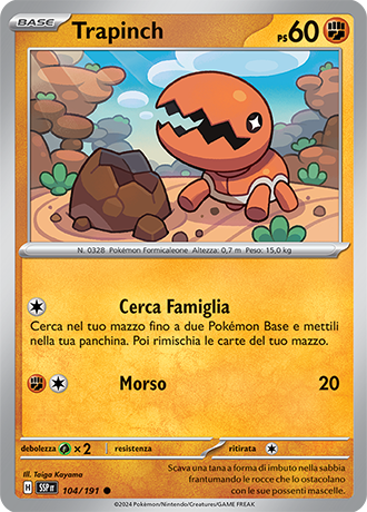 Trapinch 104/191 - ITA - Near Mint - Scarlatto e Violetto - Scintille Folgoranti - Carta Pokemon