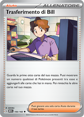 Trasferimento di Bill 156/165 - ITA - Near Mint - Scarlatto e Violetto - 151 - Carta Pokemon