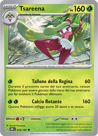 Tsareena 018/197 - ITA - Near Mint - Scarlatto e Violetto - Ossidiana Infuocata - Carta Pokemon