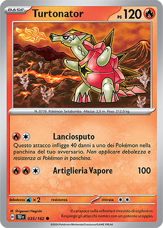 Turtonator 035/162 - ITA - Near Mint - Scarlatto e Violetto - CronoForze - Carta Pokemon