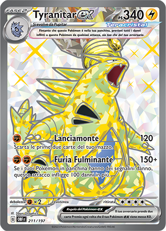 Tyranitar-ex 211/197 Full Art - ITA - Near Mint - Scarlatto e Violetto - Ossidiana Infuocata - Carta Pokemon