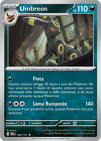 Umbreon 059/131 Holo - ITA - Near Mint - Scarlatto e Violetto - Evoluzioni Prismatiche - Carta Pokemon