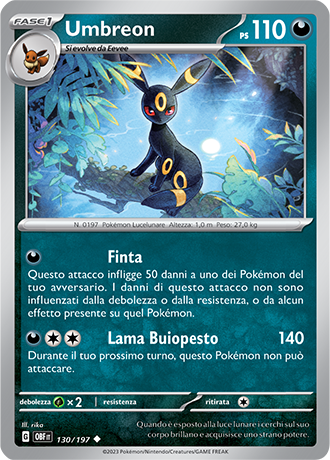 Umbreon 130/197 - ITA - Near Mint - Scarlatto e Violetto - Ossidiana Infuocata - Carta Pokemon