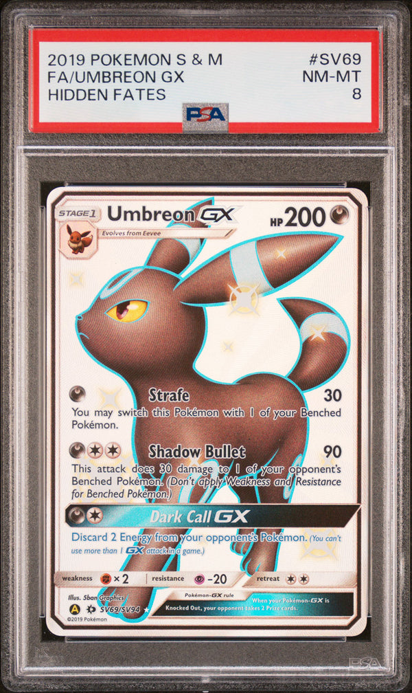 Umbreon SV69/SV94 - ENG - Mint - Gradata PSA 8 - Sun and Moon - Hidden Fates - Carta Pokemon