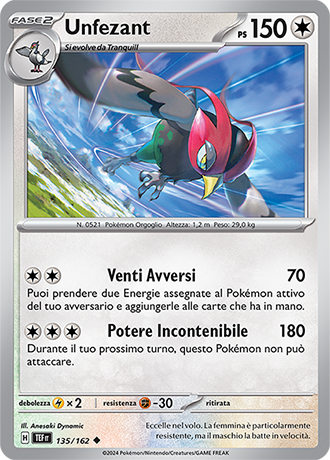 Unfezant 135/162 - ITA - Near Mint - Scarlatto e Violetto - CronoForze - Carta Pokemon