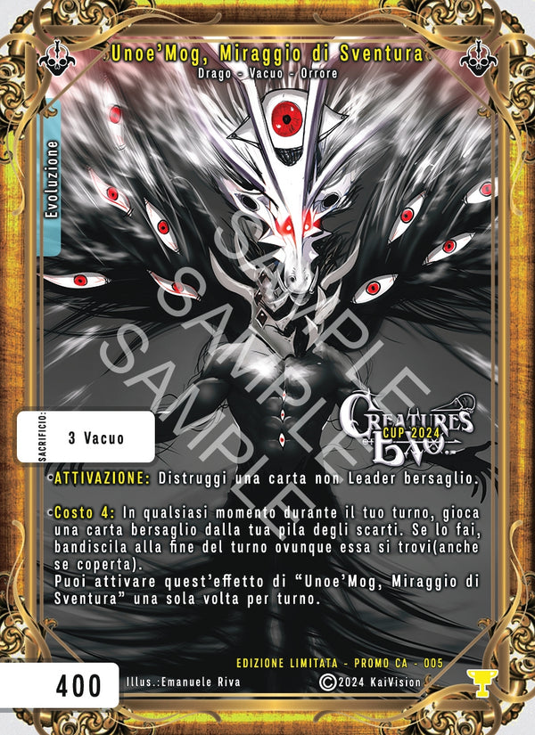 Unoe'Mog, Miraggio di Sventura P - CA - 5 Edizione Limitata - CUP Cloud Foil Full Art - 1a Edizione - ITA - Near Mint - Promo Cavalieri di Adam - Carta Creatures of Exo