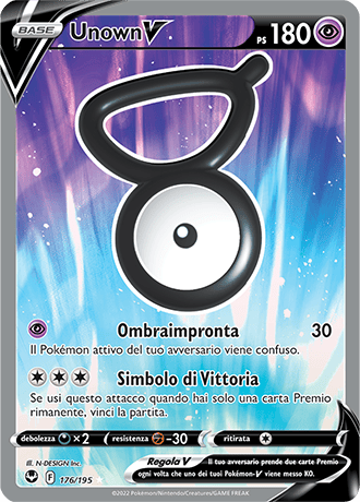 Unown-V 176/195 Full Art - ITA - Near Mint - Spada e Scudo - Tempesta Argentata - Carta Pokemon