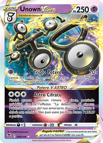 Unown-V ASTRO 066/195 - ITA - Near Mint - Spada e Scudo - Tempesta Argentata - Carta Pokemon