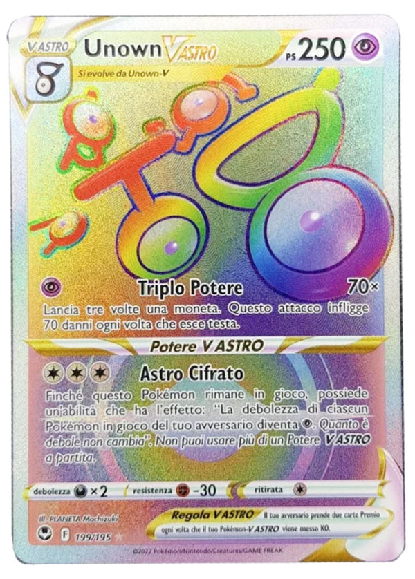 Unown-V ASTRO 199/195 Rara Segreta - ITA - Near Mint - Spada e Scudo - Tempesta Argentata - Carta Pokemon