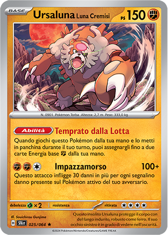 Ursaluna Luna Cremisi 025/064 Holo Rara - ITA - Near Mint - Scarlatto e Violetto - Segreto Fiabesco - Carta Pokemon