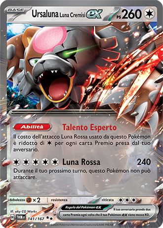 Ursaluna Luna Cremisi-ex 141/167 Rara Doppia - ITA - Near Mint - Scarlatto e Violetto - Crepuscolo Mascherato - Carta Pokemon