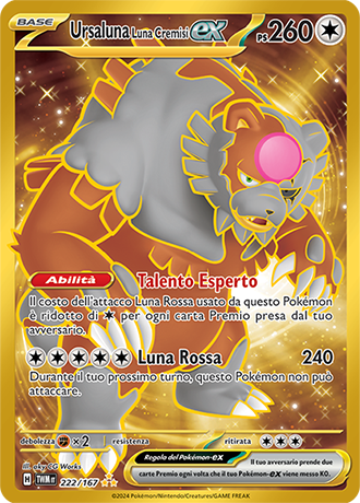 Ursaluna Luna Cremisi-ex 222/167 Oro Rara Iper - ITA - Near Mint - Scarlatto e Violetto - Crepuscolo Mascherato - Carta Pokemon