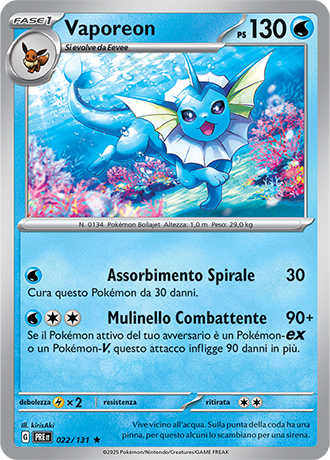 Vaporeon 022/131 Reverse Holo Pokéball - ITA - Near Mint - Scarlatto e Violetto - Evoluzioni Prismatiche - Carta Pokemon