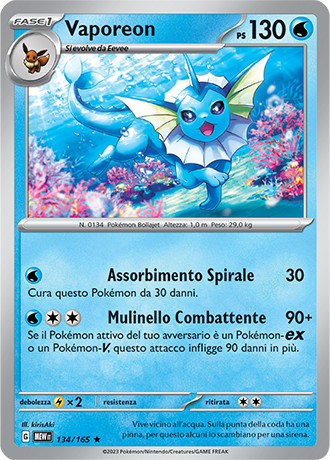 Vaporeon 134/165 Holo - ITA - Near Mint - Scarlatto e Violetto - 151 - Carta Pokemon