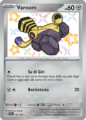 Varoom Shiny 192/091 - ITA - Near Mint - Scarlatto e Violetto - Destino di Paldea - Carta Pokemon