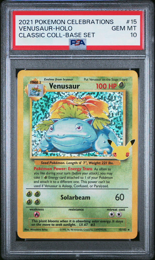 Venusaur 015/102 Holo - ENG - Mint - Gradata PSA 10 - Spada e Scudo - Celebrations - Ristampa 2021 - Carta Pokemon