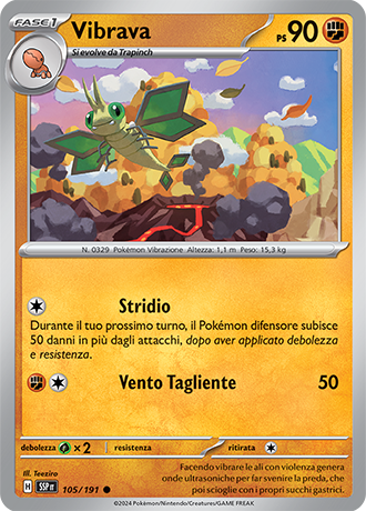 Vibrava 105/191 - ITA - Near Mint - Scarlatto e Violetto - Scintille Folgoranti - Carta Pokemon