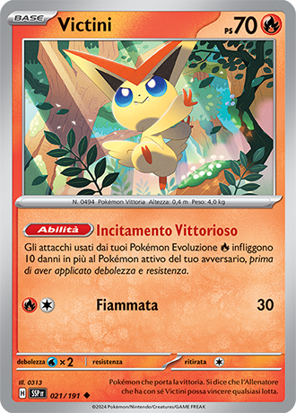 Victini 021/191 - ITA - Near Mint - Scarlatto e Violetto - Scintille Folgoranti - Carta Pokemon