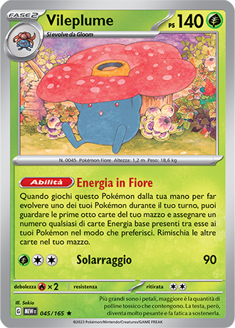 Vileplume 045/165 Holo - ITA - Near Mint - Scarlatto e Violetto - 151 - Carta Pokemon