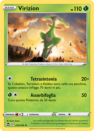 Virizion 014/195 - ITA - Near Mint - Spada e Scudo - Tempesta Argentata - Carta Pokemon