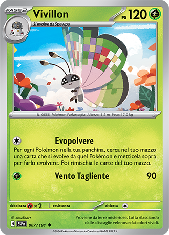 Vivillon 007/191 - ITA - Near Mint - Scarlatto e Violetto - Scintille Folgoranti - Carta Pokemon