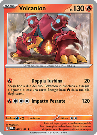 Volcanion 022/182 Holo - ITA - Near Mint - Scarlatto e Violetto - Paradosso Temporale - Carta Pokemon