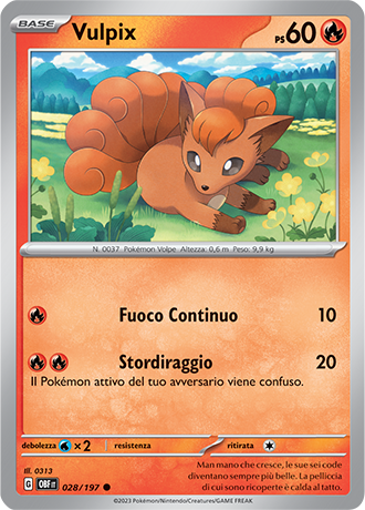 Vulpix 028/197 - ITA - Near Mint - Scarlatto e Violetto - Ossidiana Infuocata - Carta Pokemon