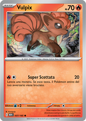 Vulpix 037/165 - ITA - Near Mint - Scarlatto e Violetto - 151 - Carta Pokemon