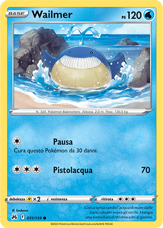 Wailmer 031/159 - ITA - Near Mint - Spada e Scudo - Zenit Regale - Carta Pokemon