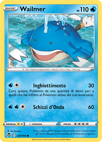 Wailmer 037/195 - ITA - Near Mint - Spada e Scudo - Tempesta Argentata - Carta Pokemon