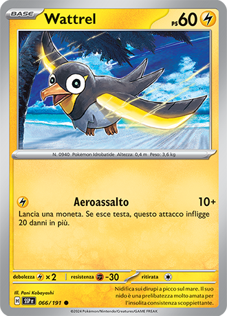 Wattrel 066/191 - ITA - Near Mint - Scarlatto e Violetto - Scintille Folgoranti - Carta Pokemon