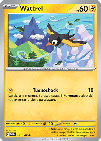 Wattrel 075/167 Reverse Holo Comune - ITA - Near Mint - Scarlatto e Violetto - Crepuscolo Mascherato - Carta Pokemon