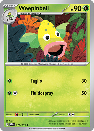 Weepinbell 070/165 Reverse Holo - ITA - Near Mint - Scarlatto e Violetto - 151 - Carta Pokemon