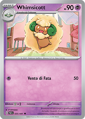 Whimsicott 035/091 Reverse Holo - ITA - Near Mint - Scarlatto e Violetto - Destino di Paldea - Carta Pokemon