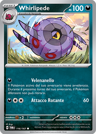 Whirlipede 116/167 Comune - ITA - Near Mint - Scarlatto e Violetto - Crepuscolo Mascherato - Carta Pokemon