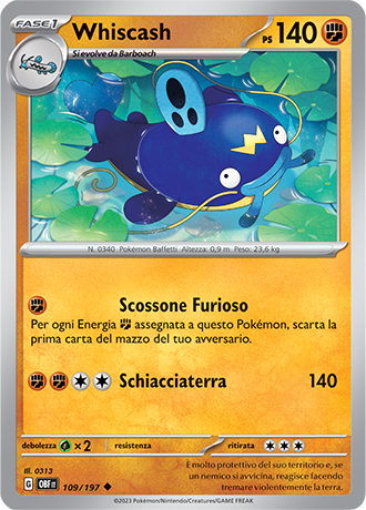 Whiscash 109/197 - ITA - Near Mint - Scarlatto e Violetto - Ossidiana Infuocata - Carta Pokemon