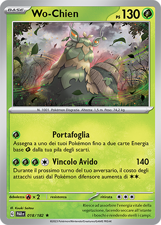 Wo-Chien 018/182 Holo - ITA - Near Mint - Scarlatto e Violetto - Paradosso Temporale - Carta Pokemon