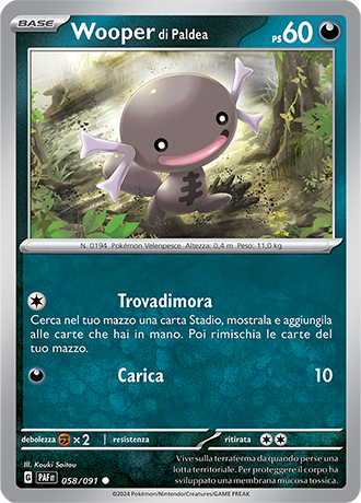 Wooper di Paldea 058/091 - ITA - Near Mint - Scarlatto e Violetto - Destino di Paldea - Carta Pokemon