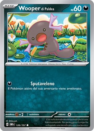 Wooper di Paldea 126/197 - ITA - Near Mint - Scarlatto e Violetto - Ossidiana Infuocata - Carta Pokemon